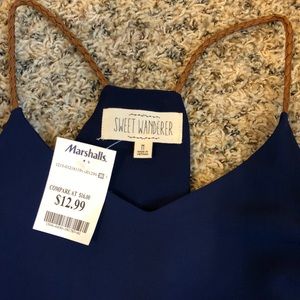 NWT leather strap navy tank top